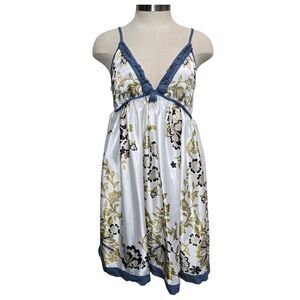 Wet Seal Floral V-Neck Dress with Blue Trim